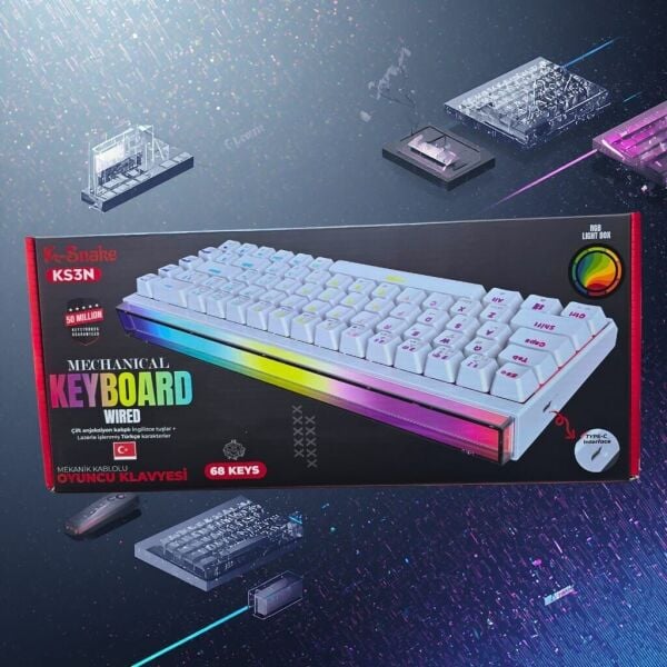 Blic KS3N RGB Mekanik Oyuncu Klavyesi (68 Tuş / Red Switch)