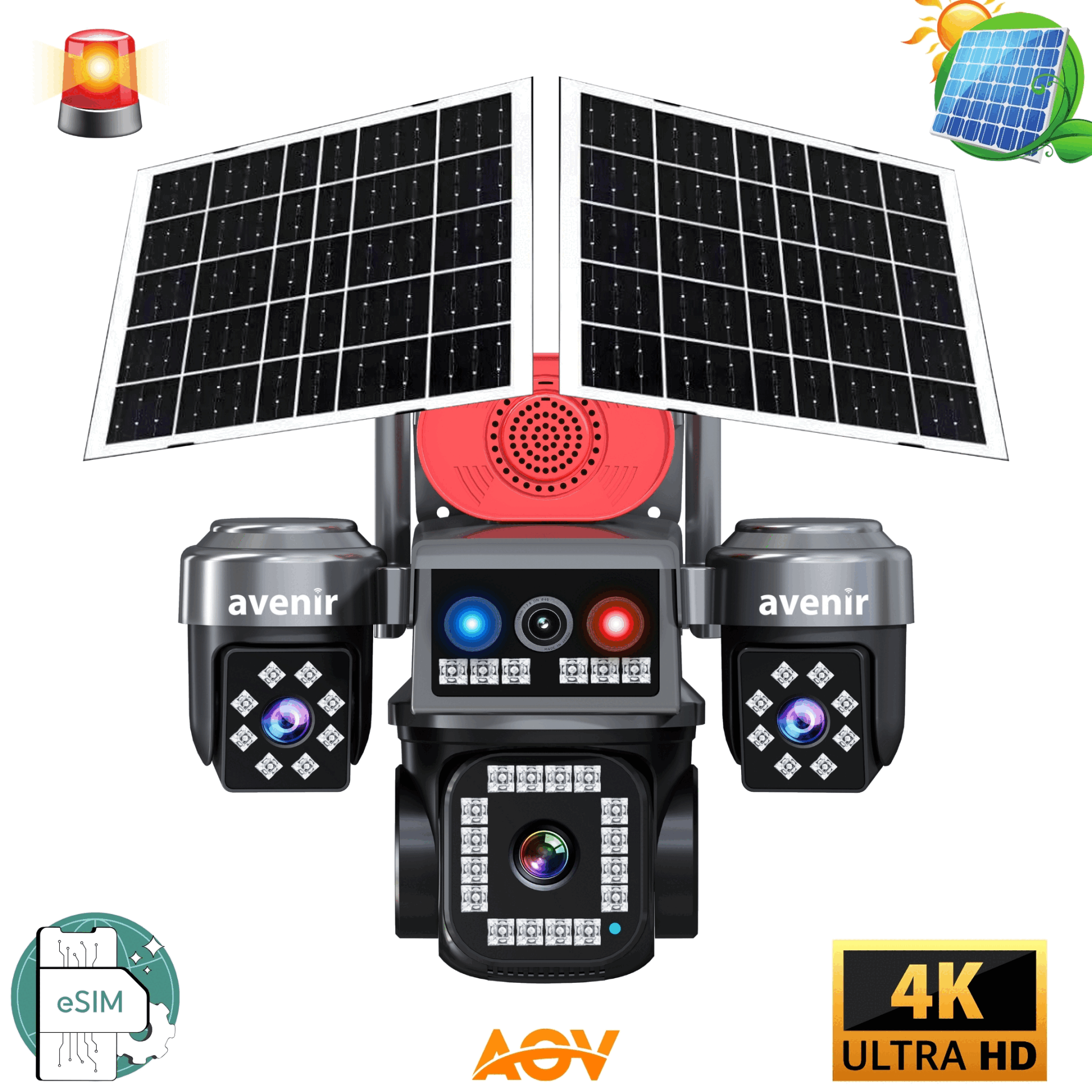 Avenir AV-S445 8MP 4K Solar Güneş Enerjili WiFi Kamera