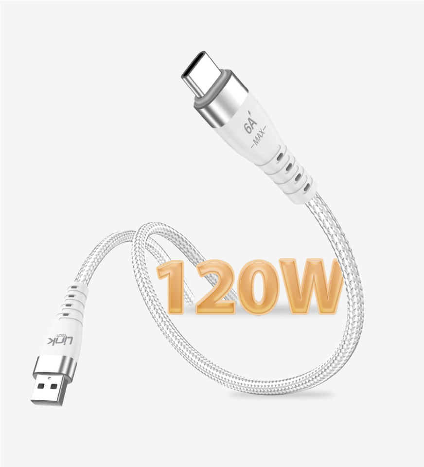 Linktech K654 Premium 120W Örgülü Metal Başlı USB-A Type-C