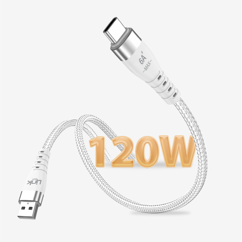 Linktech K654 Premium 120W Örgülü Metal Başlı USB-A Type-C