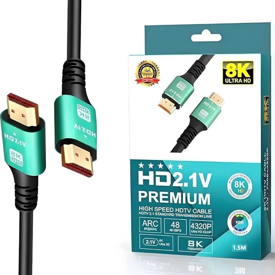 8K 60Hz ve 4K 120Hz desteği sunan 1.5m HDMI 2.1 kablo. HDR ve eARC 