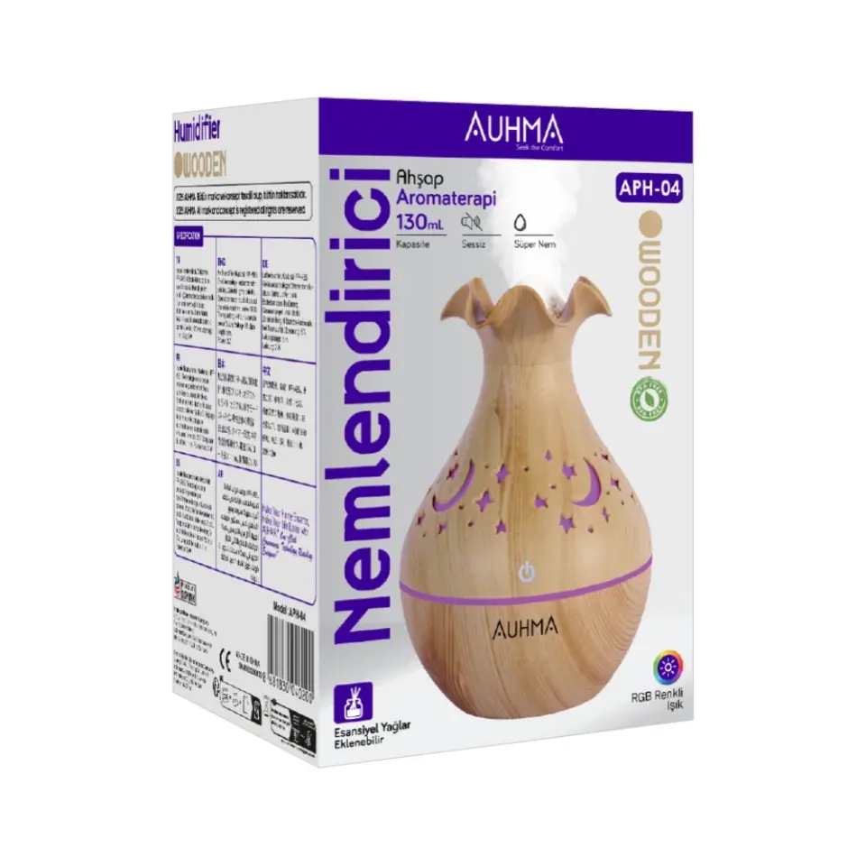 Auhma Aph-04 Ahşap Aromaterapi Rgb Hava Nemlendirici