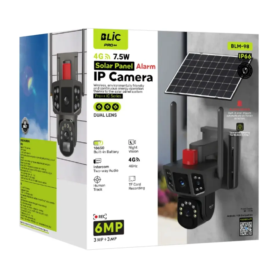 Blic Kamera BLM-98 6MP 4G 2 Lensli 3 Görüntülü Güneş Enerjili Kamera
