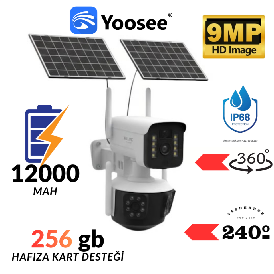 Blic Blm-93 9MP 4G Çift Panelli 2 Lensli 3 Görüntülü Solar Kamera