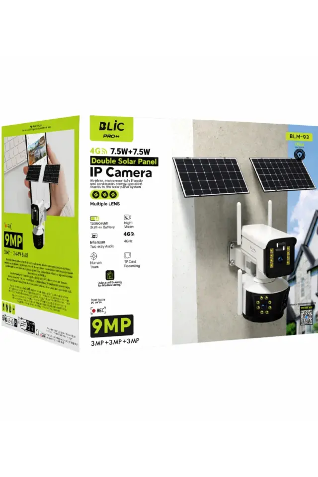 Blic Blm-93 9MP 4G Çift Panelli 2 Lensli 3 Görüntülü Solar Kamera
