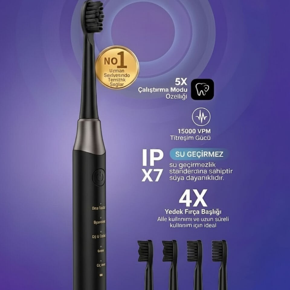Auhma AMF13 Şarjlı Diş Fırçası 4 Başlık - 5 Modlu 15000 Titreşim