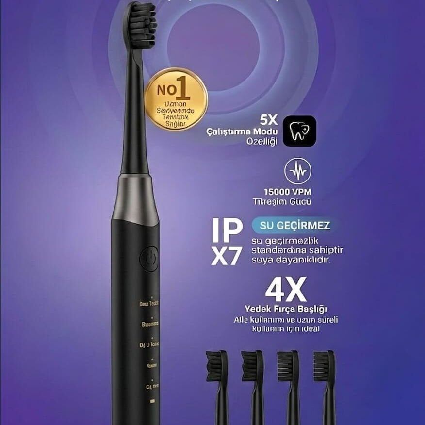 Auhma AMF13 Şarjlı Diş Fırçası 4 Başlık - 5 Modlu 15000 Titreşim