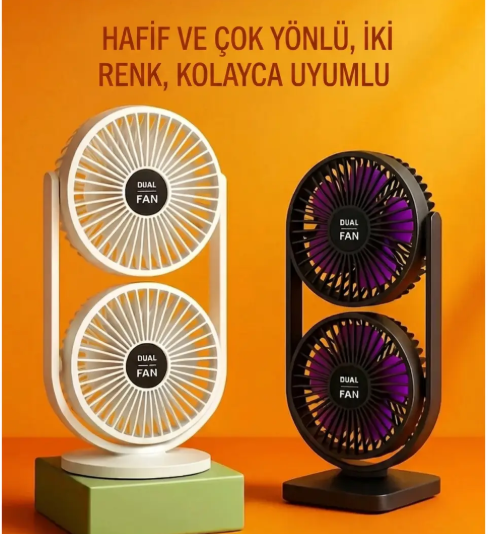BLİC BWFN28 Double 2400mah Çift Başlık Sessiz Vantilatör - Masaüstü Fan