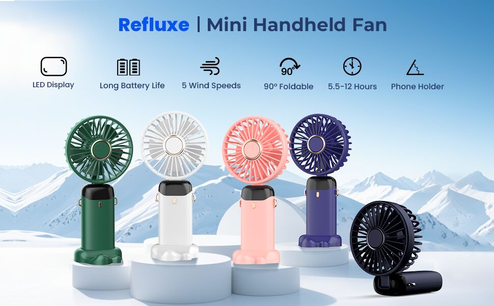 Blic BWFN5 LED Ekranlı Taşınabilir Mini El Fanı - Mor (SL608)