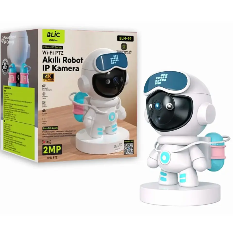 Blic BLM-99 Akıllı Astronot IP Robot Kamera - 4K 2MP PTZ Güvenlik