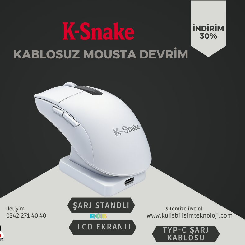 K-Snake KS2N Rgb 24000 Dpı Şarj Standlı Bluetooth+2.4ghz Gaming Mouse