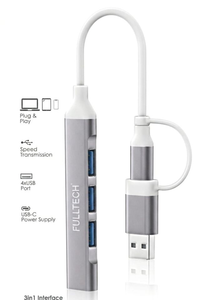 FULLTECH FH-6 Type-C to USB 3.0 4 Portlu Metal Usb Çoğaltıcı