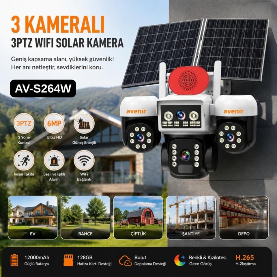 avenir s264w güneş panelli wifi kamera