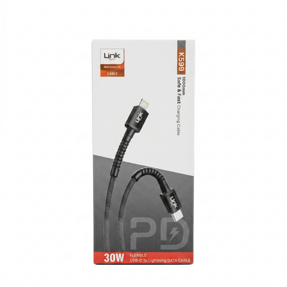 Link Tech K599 30W Usb-c to Lightning 1 mt Hızlı Şarj Kablosu kırmızı