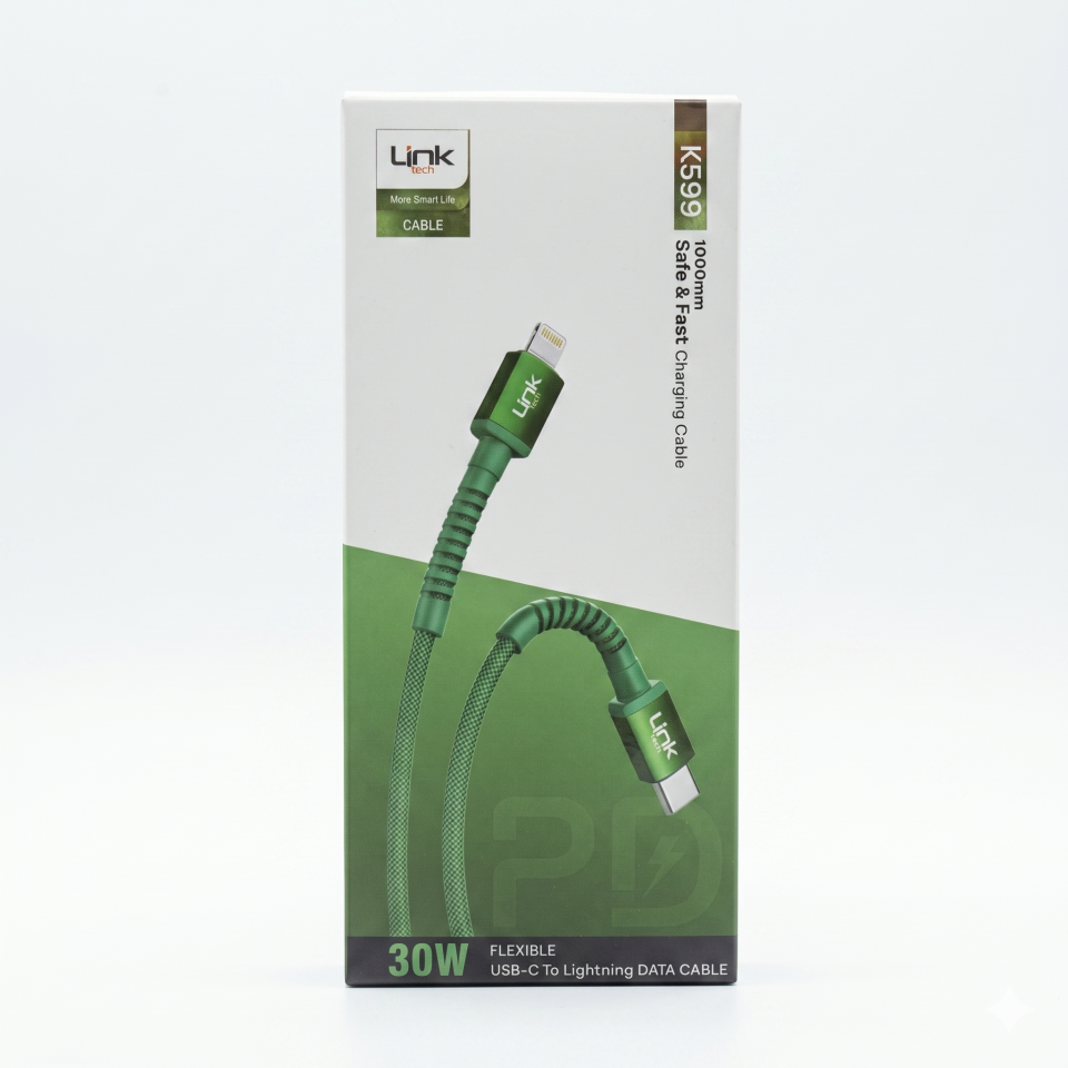 Link Tech K599 30W Usb-c to Lightning 1 mt Hızlı Şarj Kablosu YEŞİL