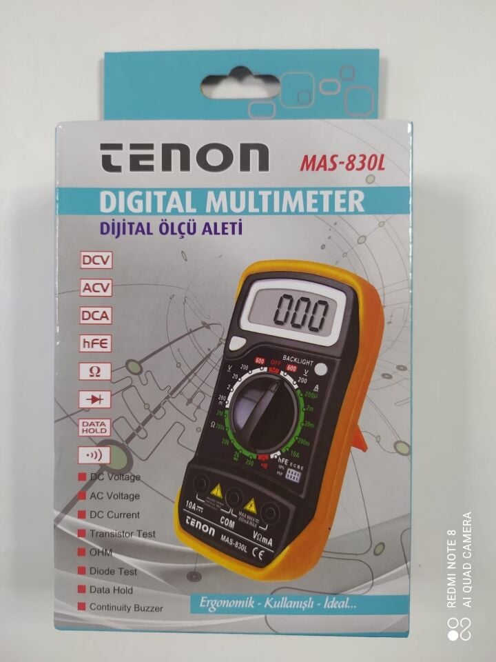 Tenon Ölçü Aleti MAS-830L Işıklı Kılıflı Dijital Multimetre