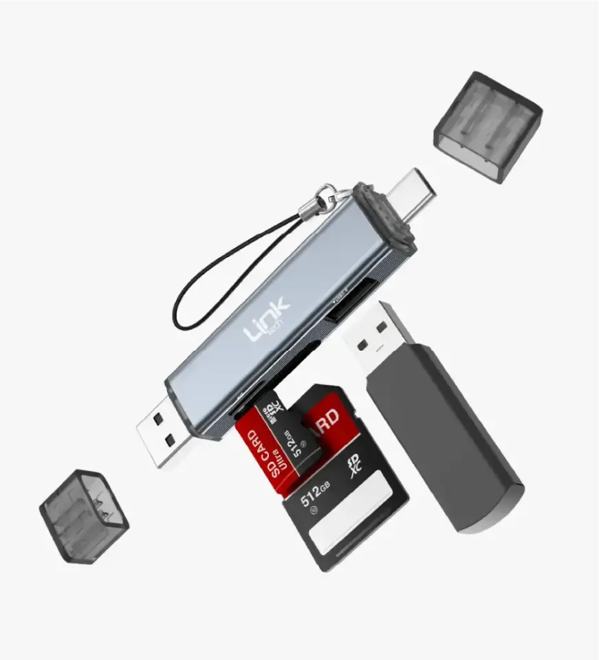 LinkTech A208 3'ü 1 Arada USB-A USB-C OTG SD TF Kart Okuyucu