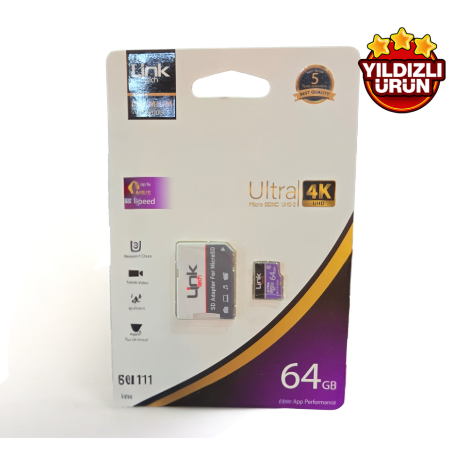 Linktech Hafıza Kartı M111 Premium Micro SD Ultra 64GB UHS-3 Class 10