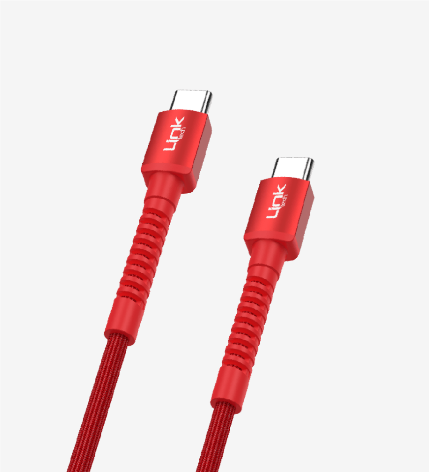 LinkTech K598 60W PD Type-C to Type-C Şarj Kablosu 1 Metre Örgülü kırmızı