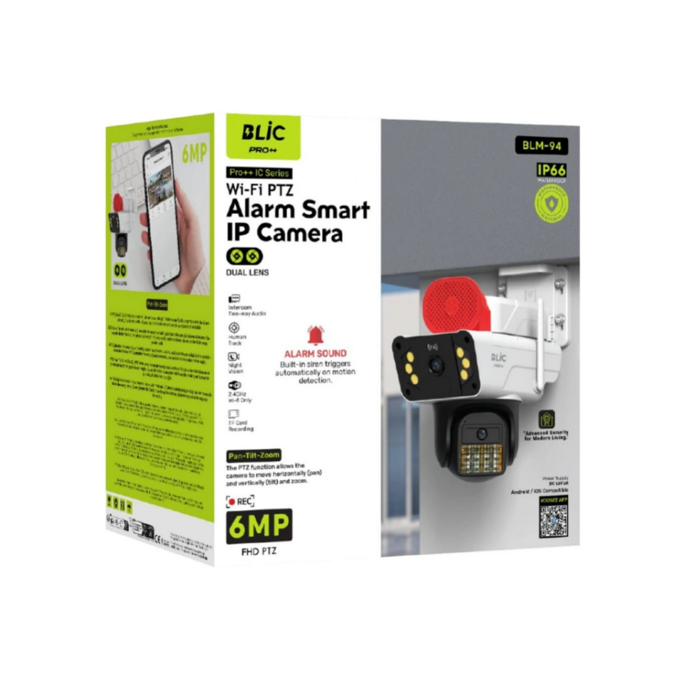 Blic BLM-94 6MP WiFi PTZ IP Kamera Çift Lens Akıllı Güvenlik Kamerası